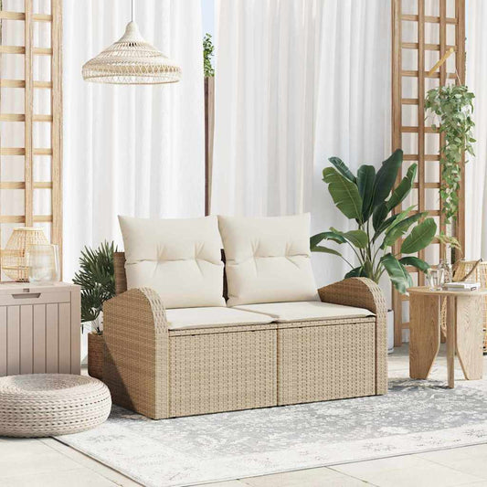 Divano da giardino con cuscino Beige 124 x 62 x 69cm polyrattan