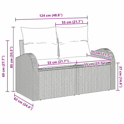 Divano da giardino con cuscino Beige 124 x 62 x 69cm polyrattan