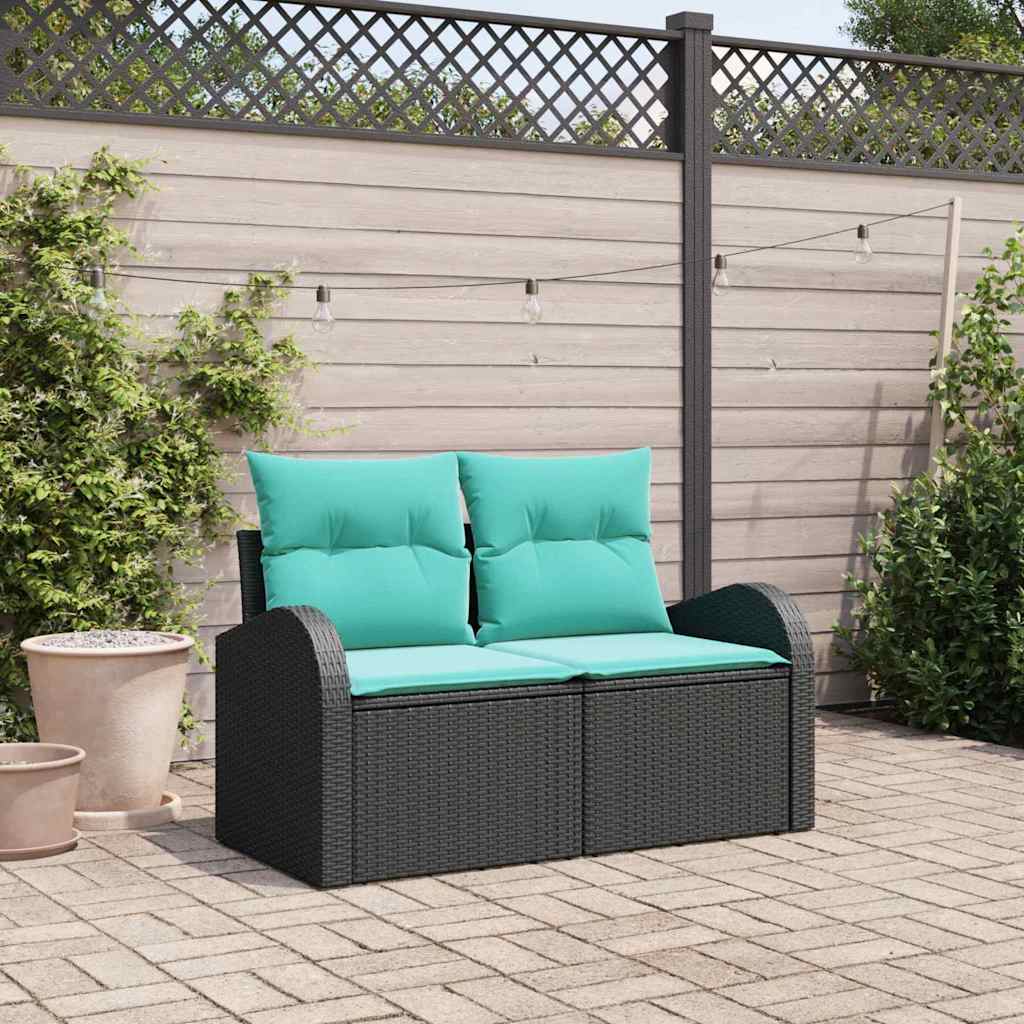 Divano da giardino Nero 124 x 62 x 85cm polyrattan