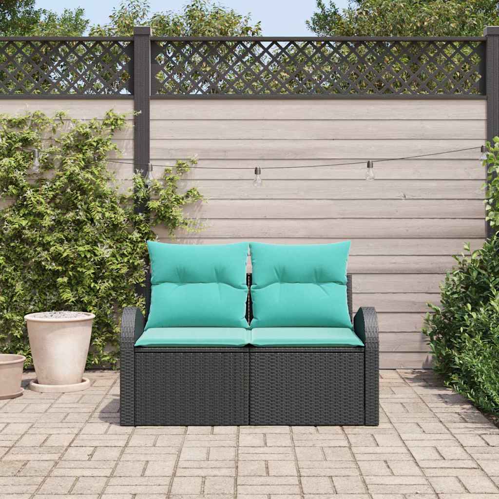 Divano da giardino Nero 124 x 62 x 85cm polyrattan