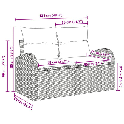 Divano da giardino Nero 124 x 62 x 85cm polyrattan