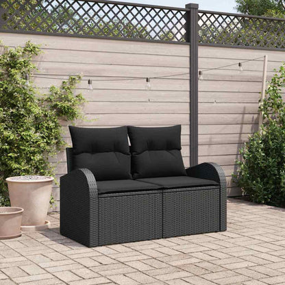Divano da giardino con cuscino Nero 124 x 62 x 69cm polyrattan | homemem39
