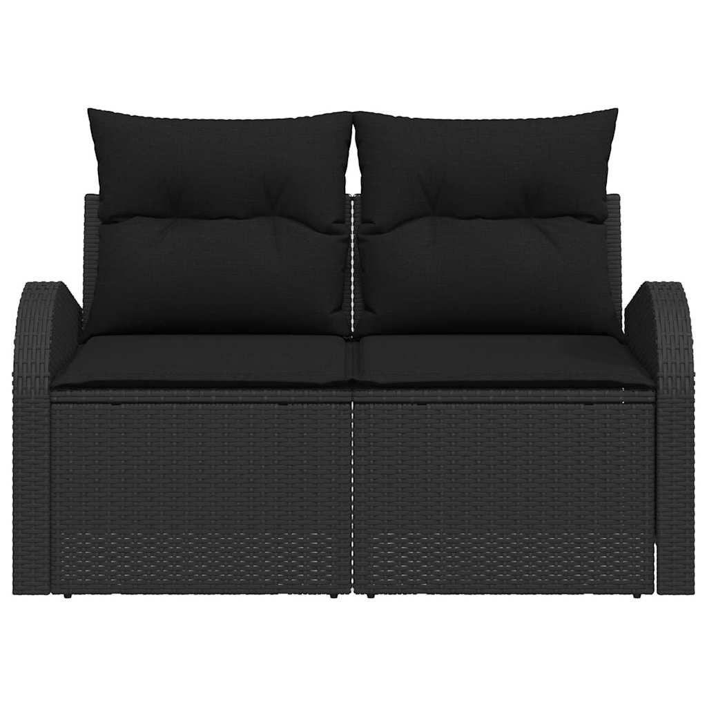 Divano da giardino con cuscino Nero 124 x 62 x 69cm polyrattan | homemem39