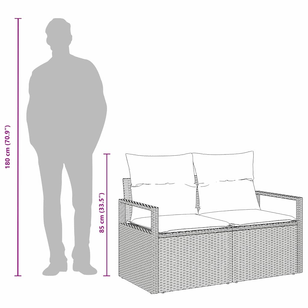 Divano da giardino con cuscino 120 x 62 x 69 cm. polyrattan | homemem39