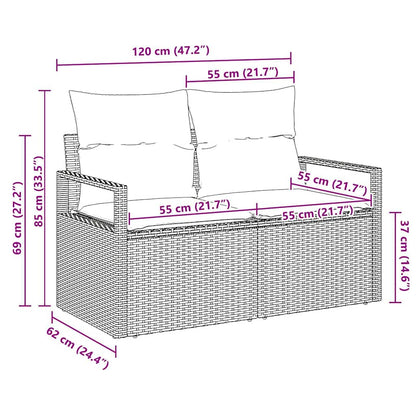 Divano da giardino con cuscino 120 x 62 x 69 cm. polyrattan | homemem39