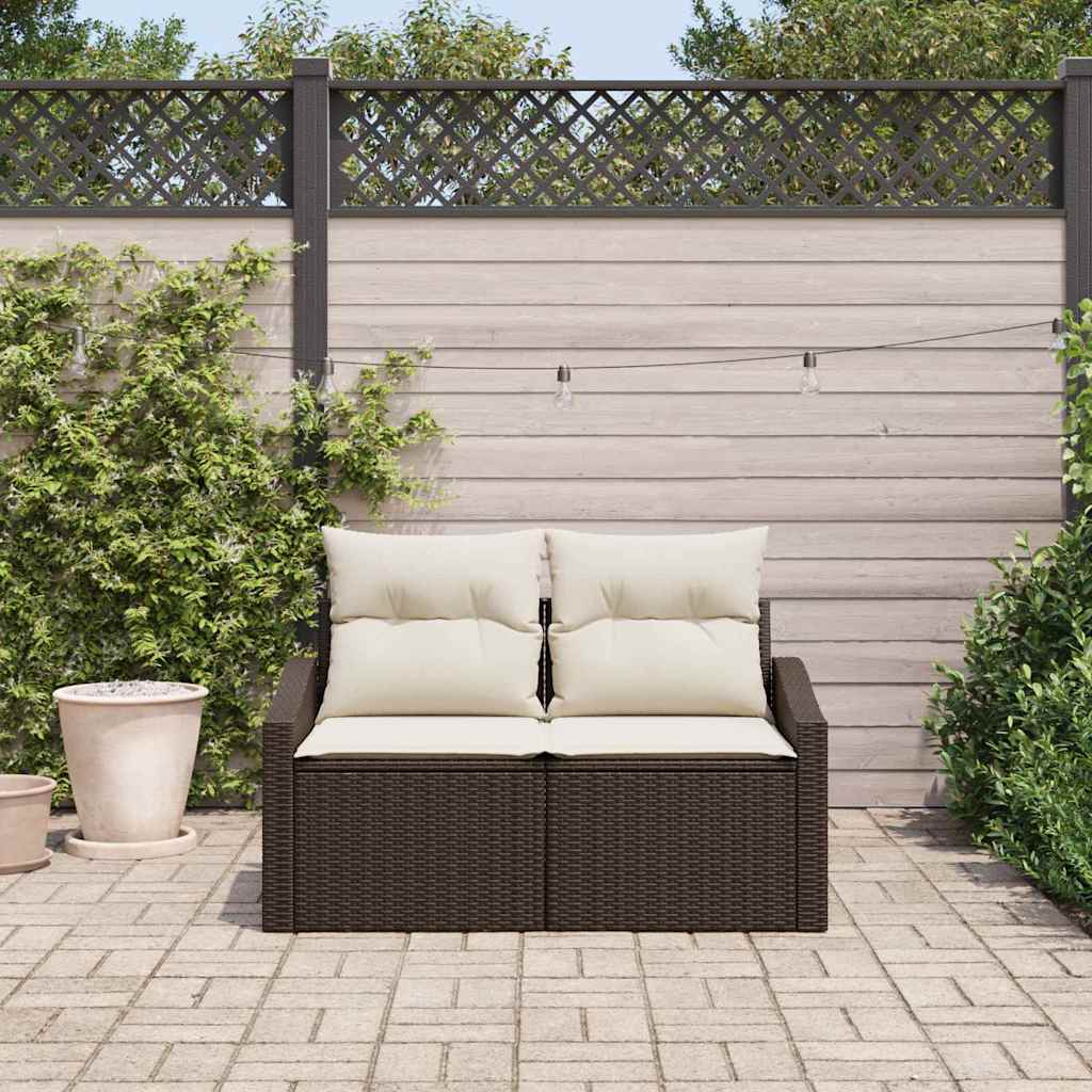 Divano da giardino con cuscino 123 x 62 x 69 cm polyrattan | homemem39