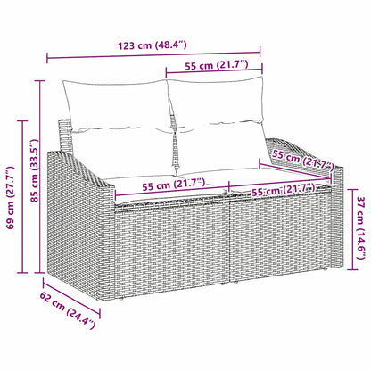 Divano da giardino con cuscino 123 x 62 x 69 cm polyrattan | homemem39