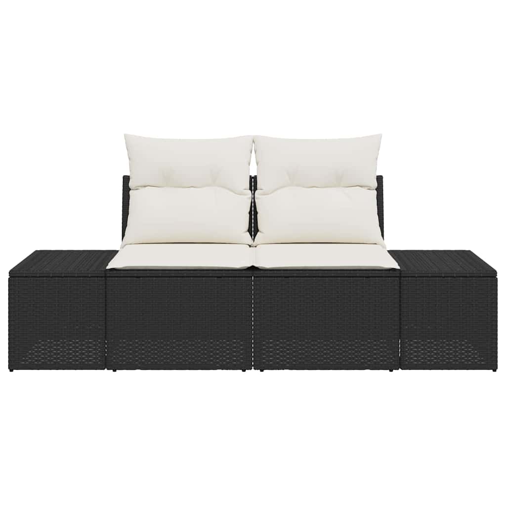 Divano da giardino con cuscino Nero 184 x 62 x 69 cm polyrattan | homemem39