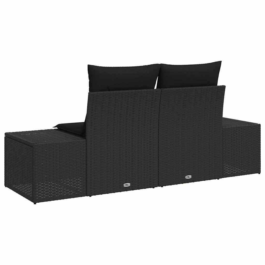 Divano da giardino con cuscino Nero 184 x 62 x 69 cm polyrattan | homemem39