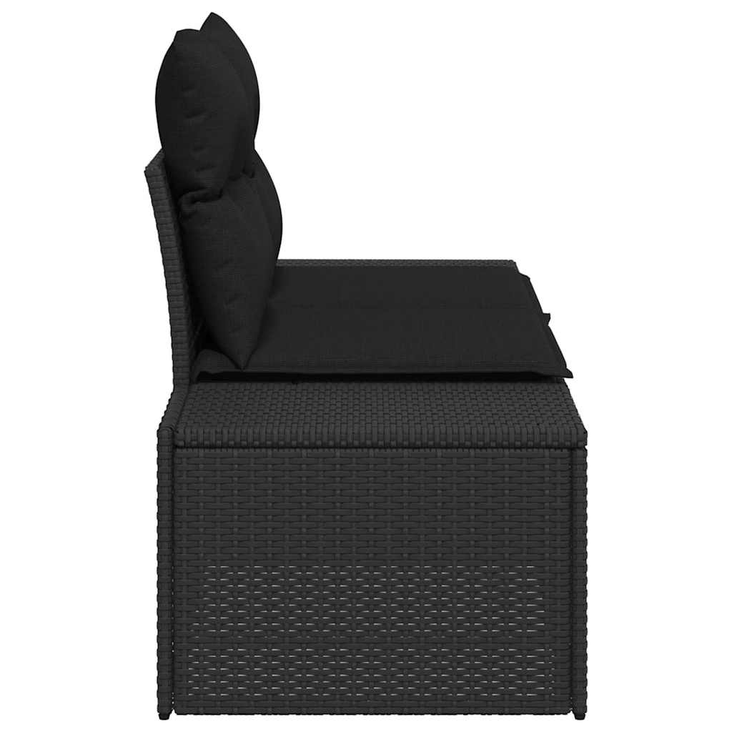 Divano da giardino con cuscino Nero 184 x 62 x 69 cm polyrattan | homemem39