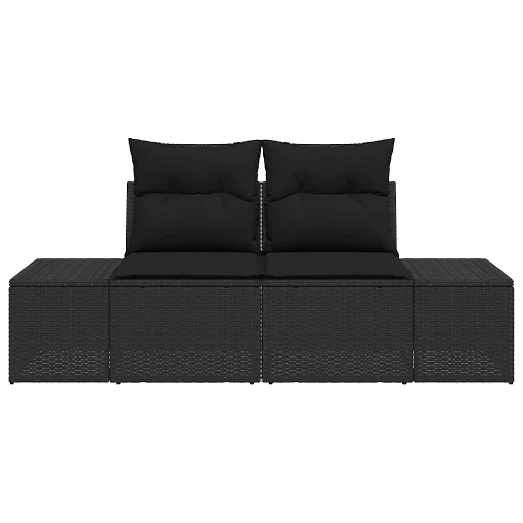 Divano da giardino con cuscino Nero 184 x 62 x 69 cm polyrattan | homemem39