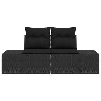 Divano da giardino con cuscino Nero 184 x 62 x 69 cm polyrattan | homemem39