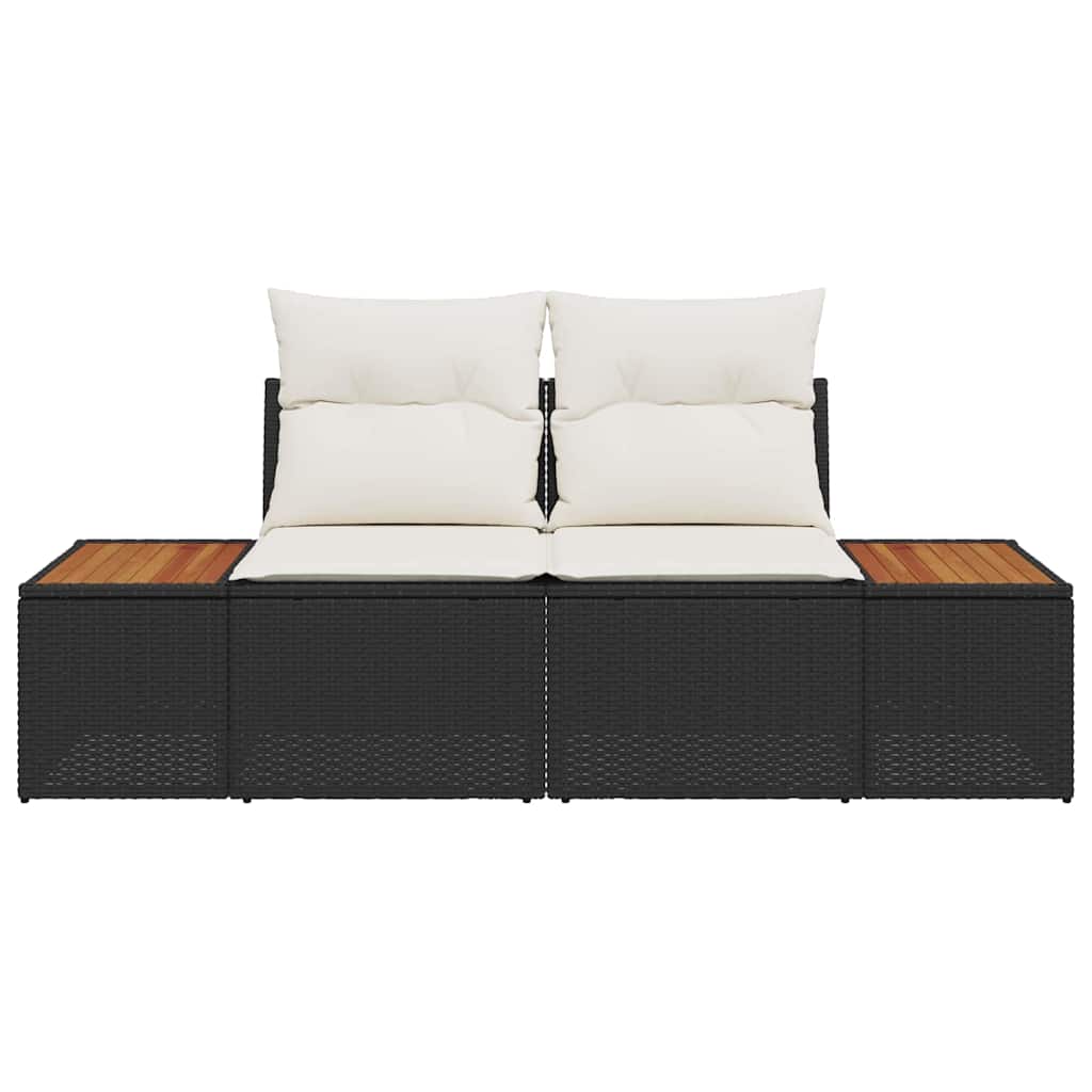 Divano da giardino Nero 184 x 62 x 85cm polyrattan | homemem39