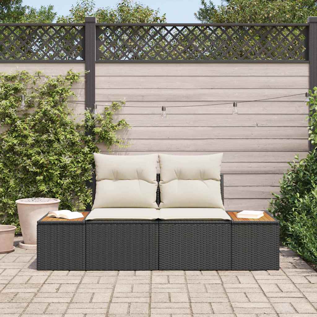 Divano da giardino Nero 184 x 62 x 85cm polyrattan | homemem39
