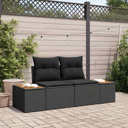 Divano da giardino Nero 184 x 62 x 85cm polyrattan | homemem39