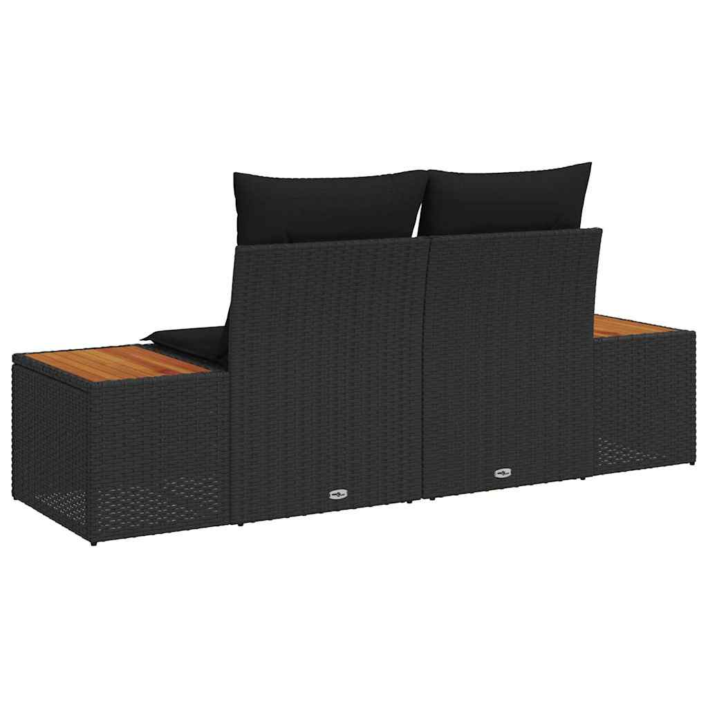 Divano da giardino Nero 184 x 62 x 85cm polyrattan | homemem39