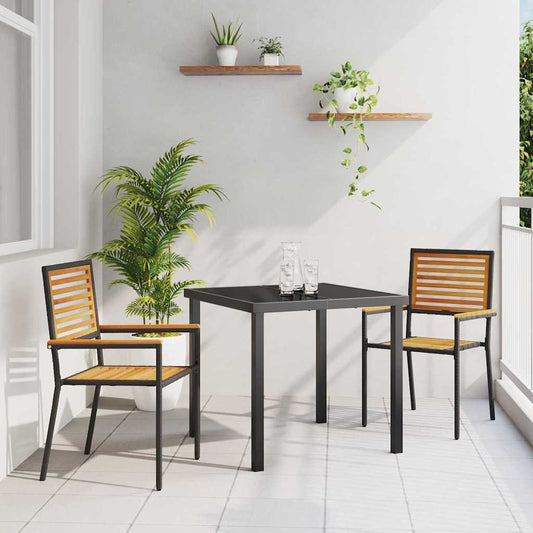 Sedie impilabili da giardino 2 pcs Marrone e Nero