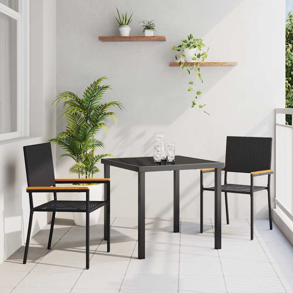 Sedie impilabili da giardino 2 pcs Nero e Marrone - homemem39