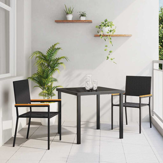 Sedie impilabili da giardino 2 pcs Nero e Marrone