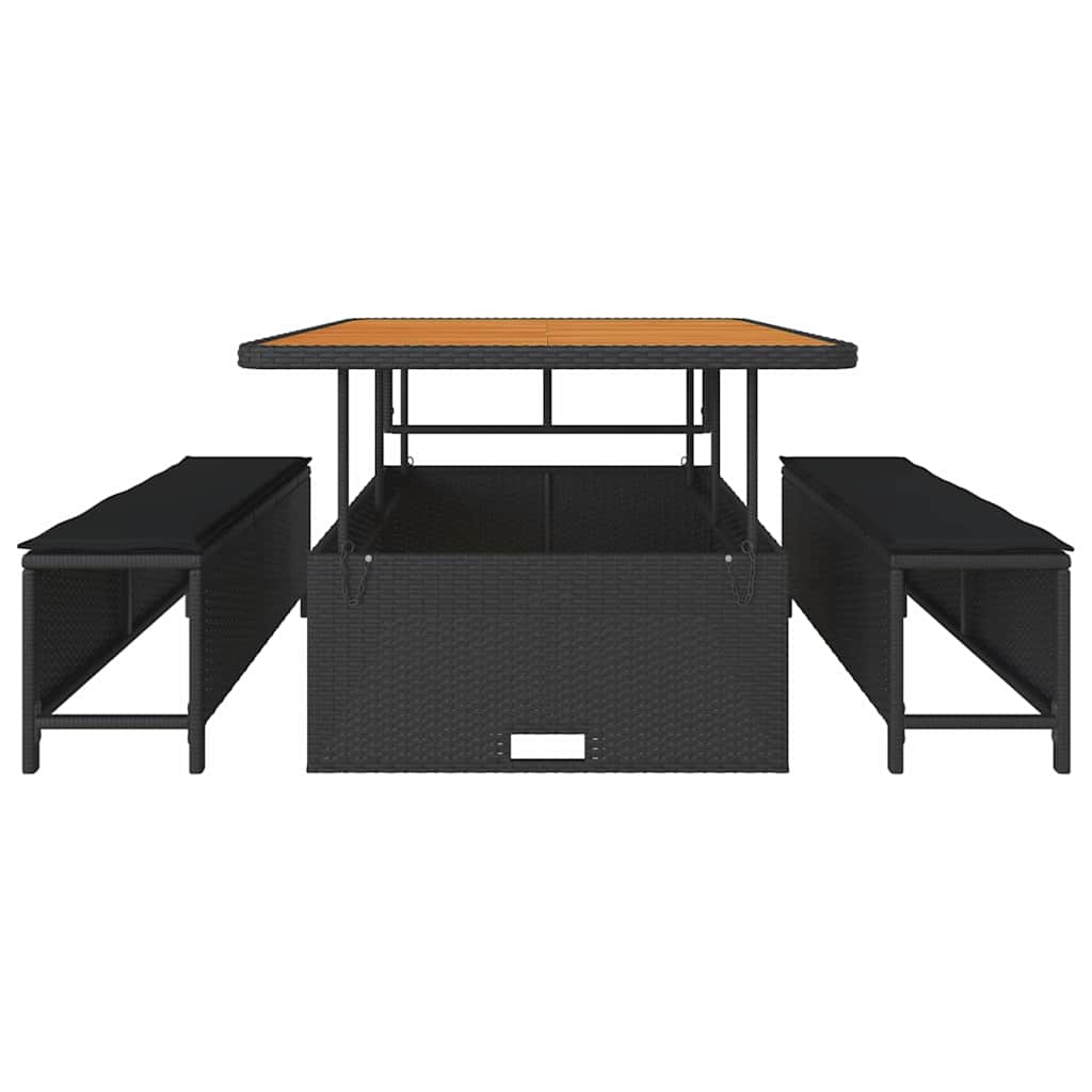 Set da Pranzo per Giardino Nero Poly Rattan - homemem39