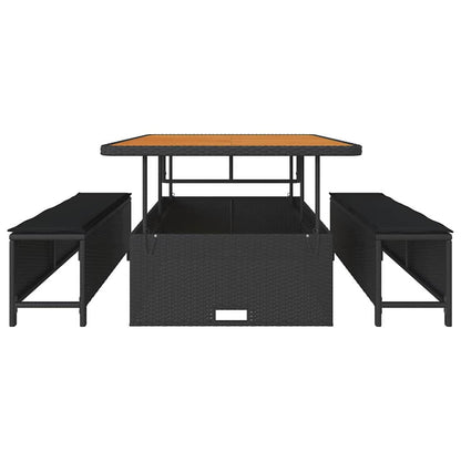 Set da Pranzo per Giardino Nero Poly Rattan - homemem39