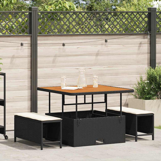 Set da Pranzo per Giardino Nero Poly Rattan - homemem39