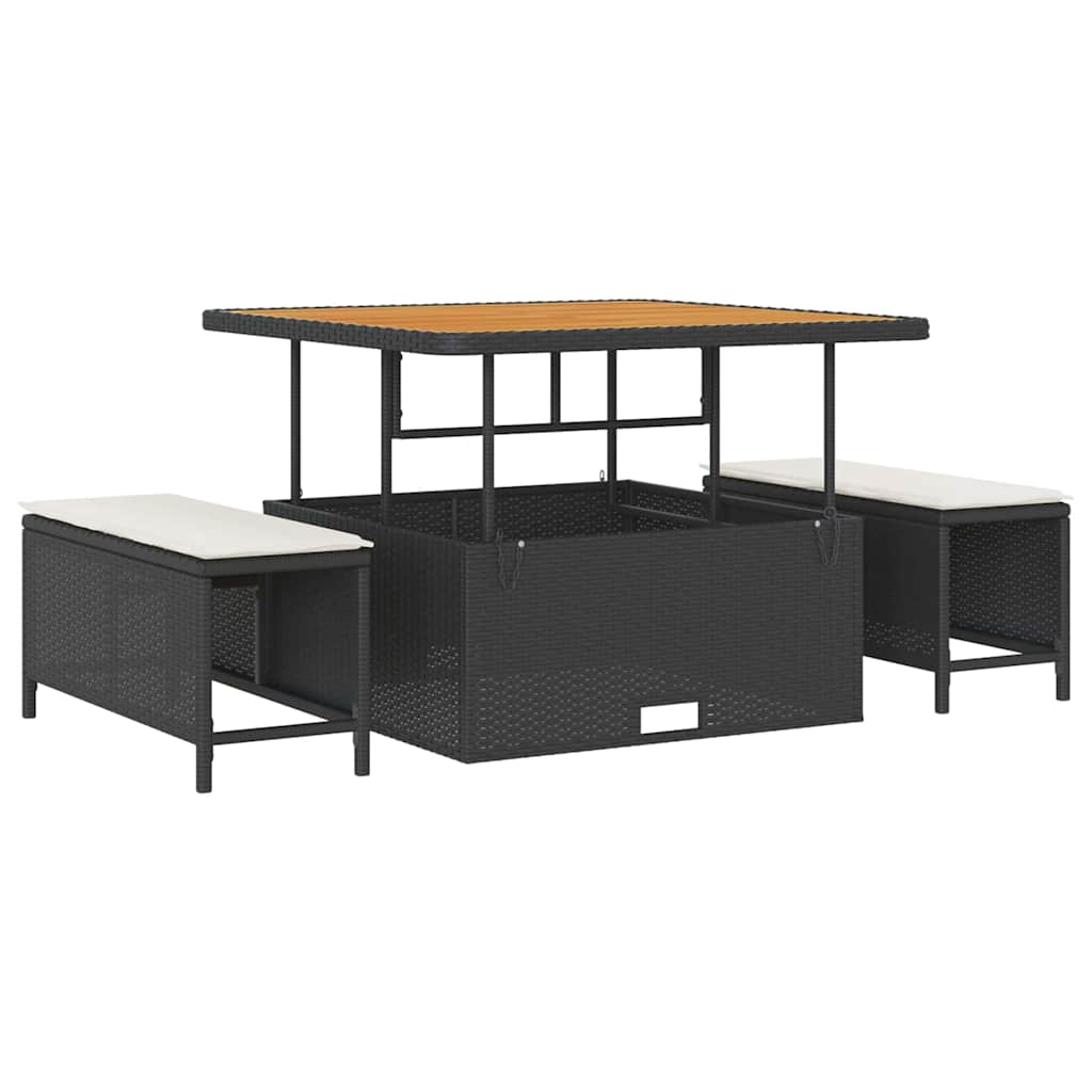 Set da Pranzo per Giardino Nero Poly Rattan - homemem39