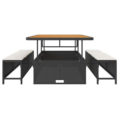 Set da Pranzo per Giardino Nero Poly Rattan - homemem39