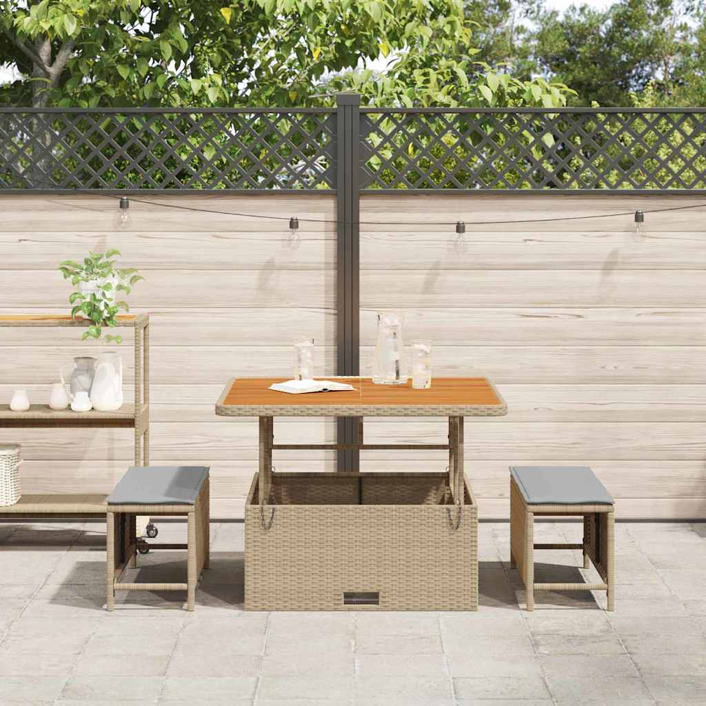 Set da Pranzo per Giardino Beige Poly Rattan - homemem39