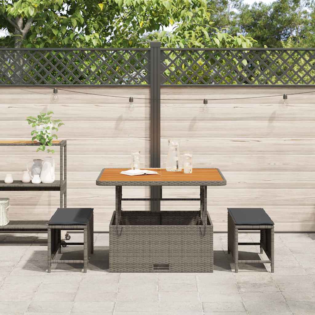 Set da Pranzo per Giardino Grigio Poly Rattan - homemem39