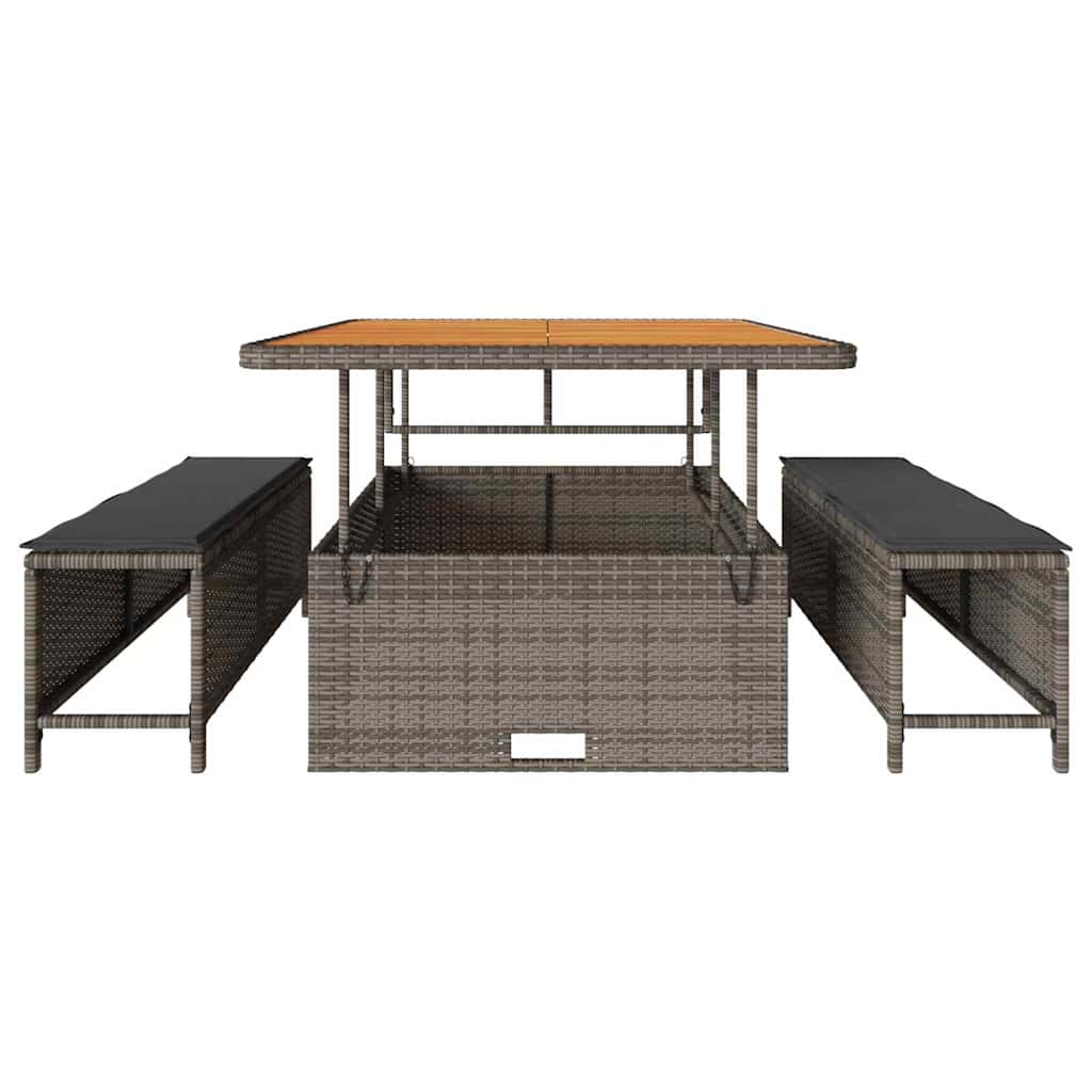 Set da Pranzo per Giardino Grigio Poly Rattan - homemem39