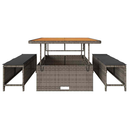 Set da Pranzo per Giardino Grigio Poly Rattan - homemem39