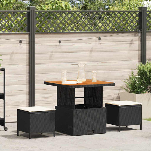 Set da Pranzo per Giardino Nero Poly Rattan - homemem39