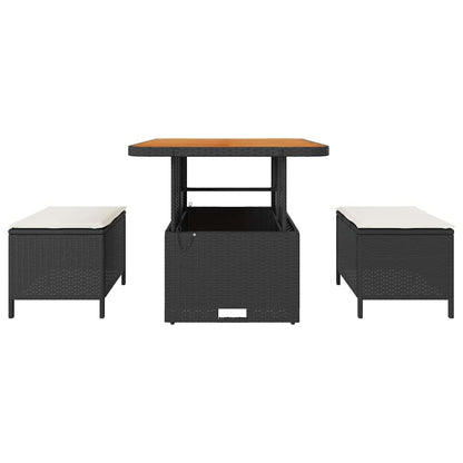 Set da Pranzo per Giardino Nero Poly Rattan - homemem39