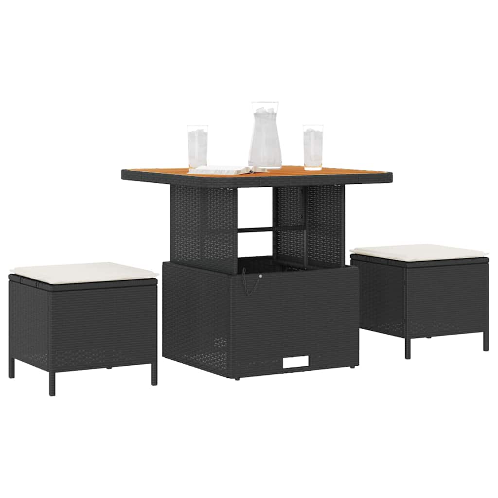 Set da Pranzo per Giardino Nero Poly Rattan - homemem39