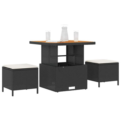 Set da Pranzo per Giardino Nero Poly Rattan - homemem39