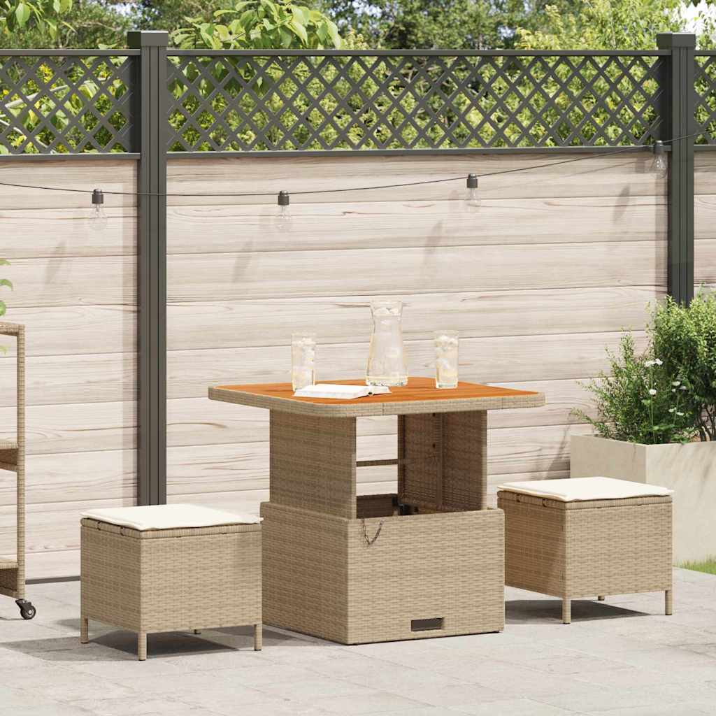 Set da Pranzo per Giardino Beige Poly Rattan - homemem39
