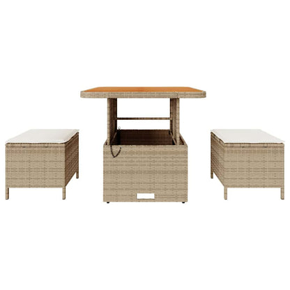 Set da Pranzo per Giardino Beige Poly Rattan - homemem39