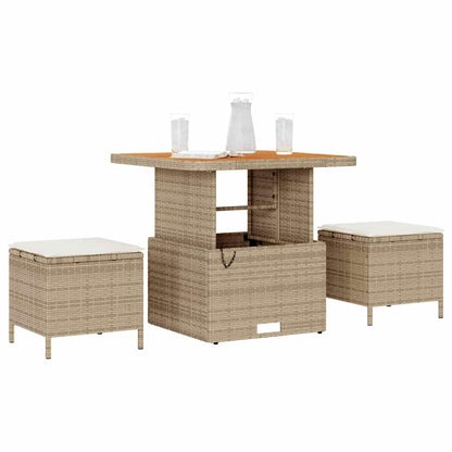 Set da Pranzo per Giardino Beige Poly Rattan - homemem39