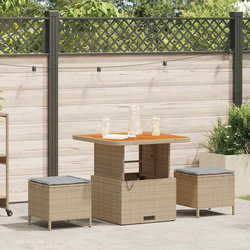 Set da Pranzo per Giardino Beige Poly Rattan - homemem39
