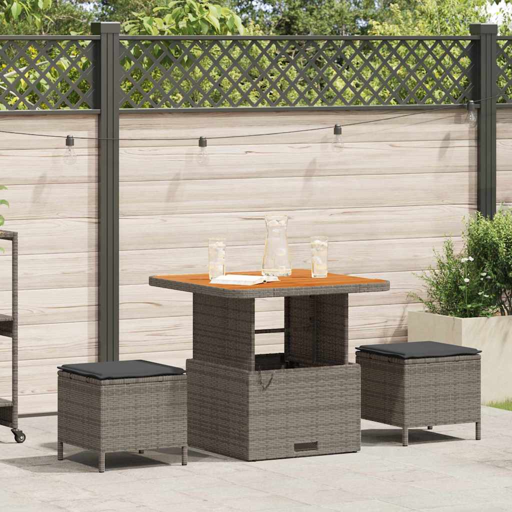 Set da Pranzo per Giardino Grigio Poly Rattan - homemem39