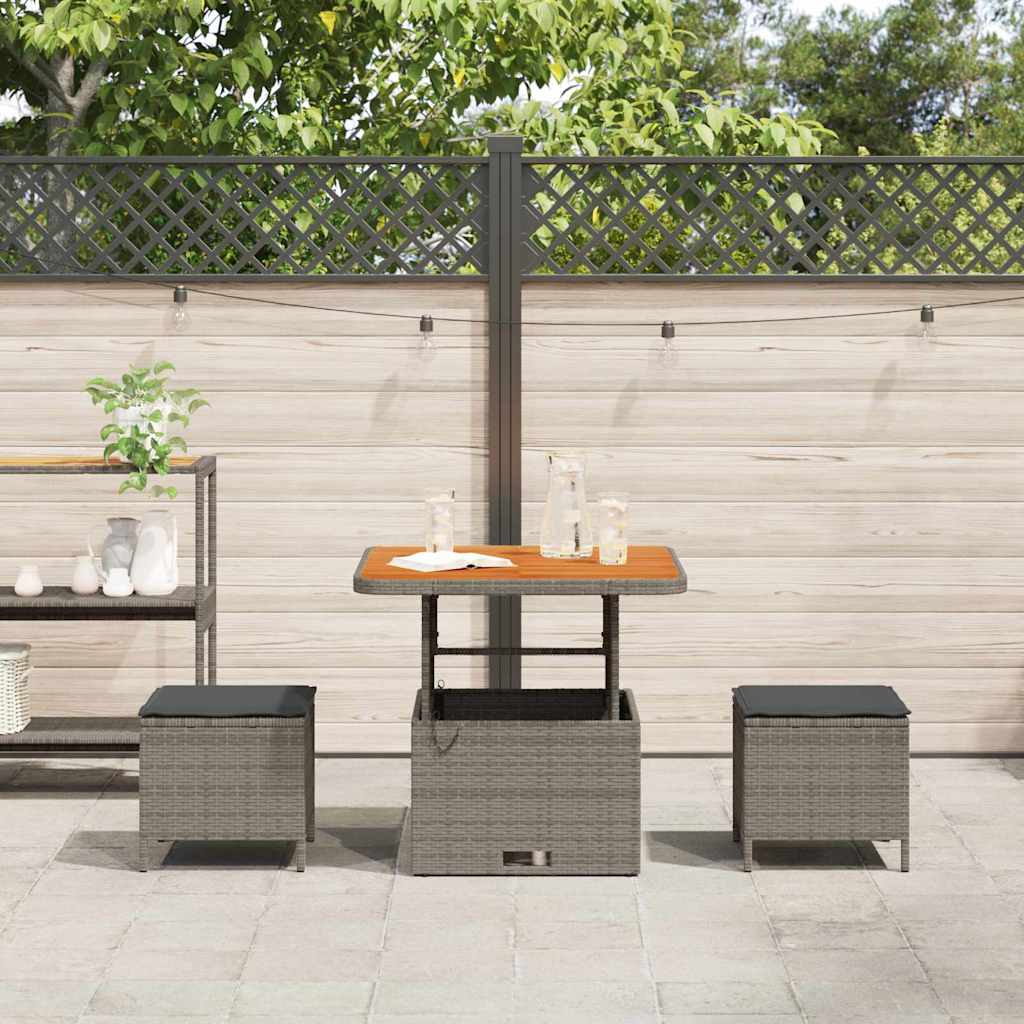 Set da Pranzo per Giardino Grigio Poly Rattan - homemem39