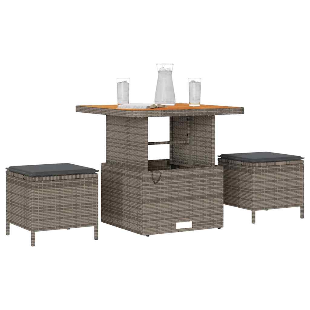 Set da Pranzo per Giardino Grigio Poly Rattan - homemem39