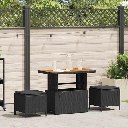 Set da Pranzo per Giardino Nero Poly Rattan - homemem39