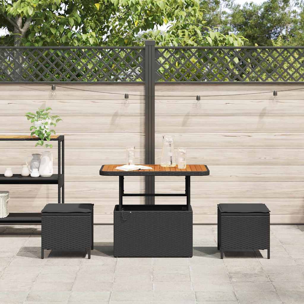 Set da Pranzo per Giardino Nero Poly Rattan - homemem39