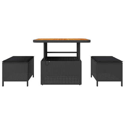 Set da Pranzo per Giardino Nero Poly Rattan - homemem39
