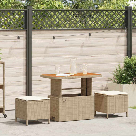 Set da Pranzo per Giardino Beige Poly Rattan - homemem39