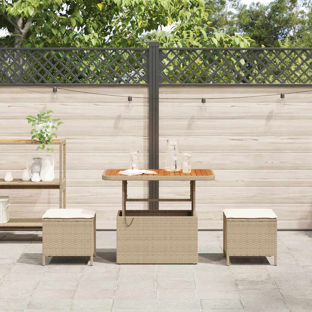 Set da Pranzo per Giardino Beige Poly Rattan - homemem39