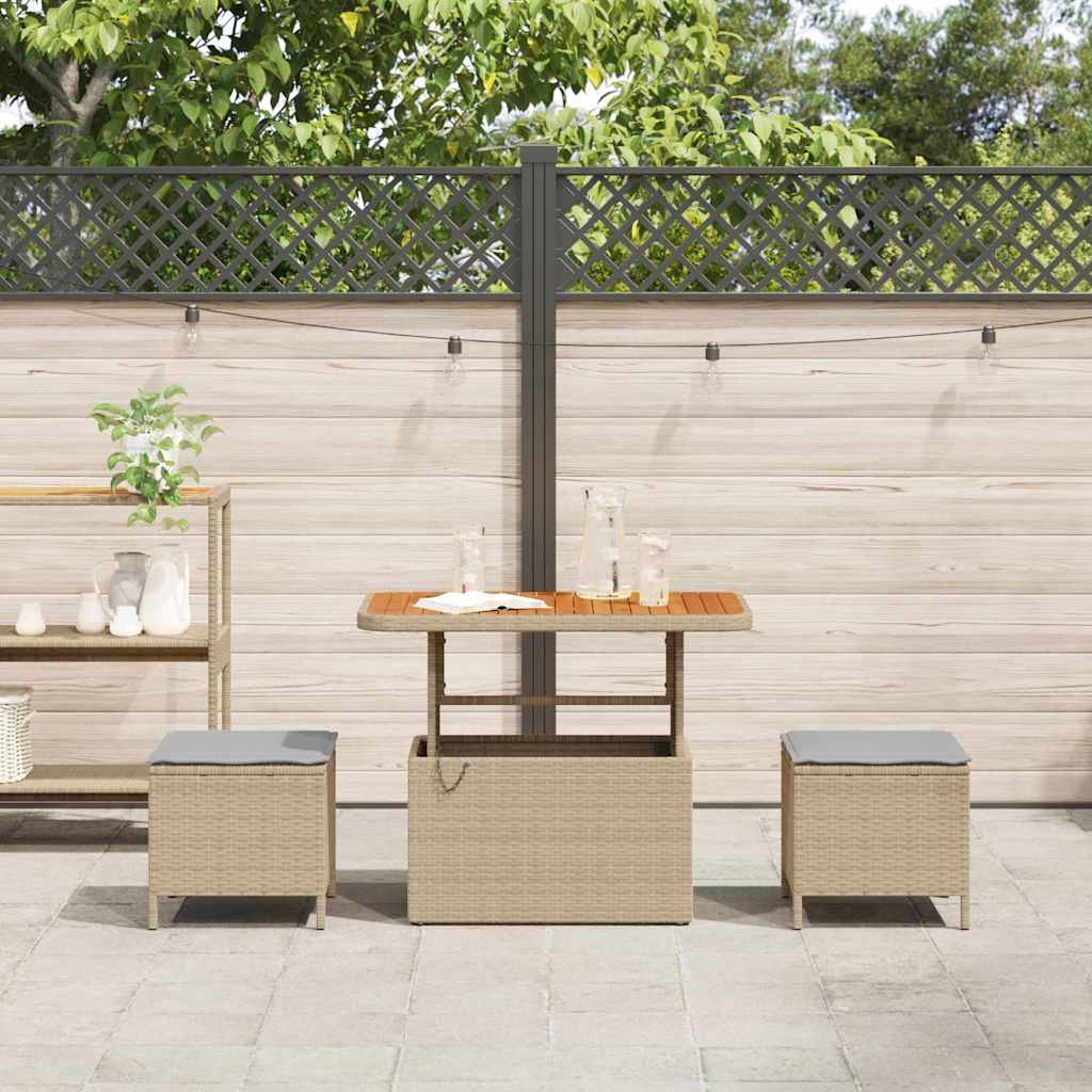 Set da Pranzo per Giardino Beige Poly Rattan - homemem39