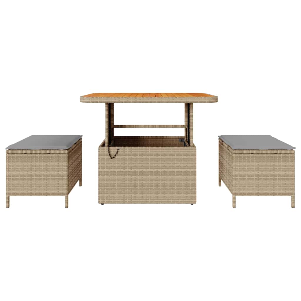 Set da Pranzo per Giardino Beige Poly Rattan - homemem39